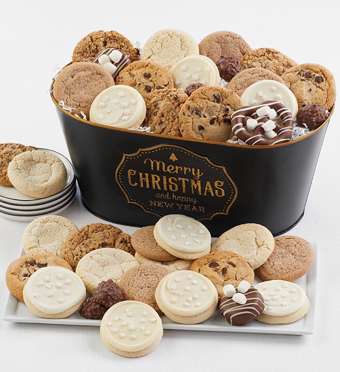 Merry Christmas & Happy New Year Cookies and Sweets Bucket